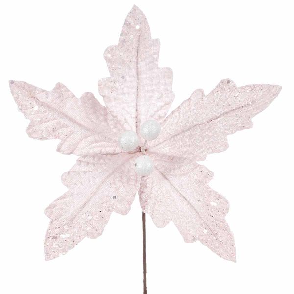 Fiore di Natale rosa con glitter Cygne Royale 22 cm