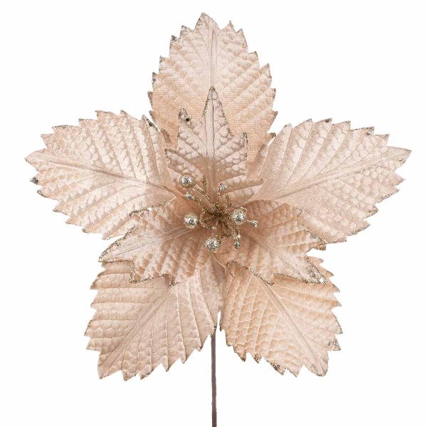 Fiore di Natale champagne con glitter Amour de Jeunesse 33 cm