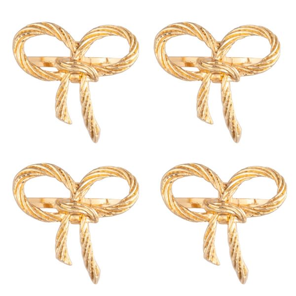 Set 4 Portatovaglioli Natalizi Golden Lucky Bow 4 cm