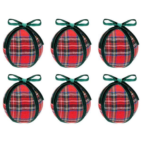 Set 6 Palline di Natale in tweed Albannach 9 cm