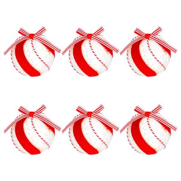 Set 6 Palline di Natale bianche e rosse Vitrine 9 cm