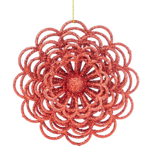 Addobbo Natalizio Red Crochet Flower 10 cm