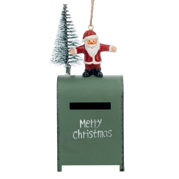 Addobbo Natalizio Santa Claus Green Mailbox 14 cm