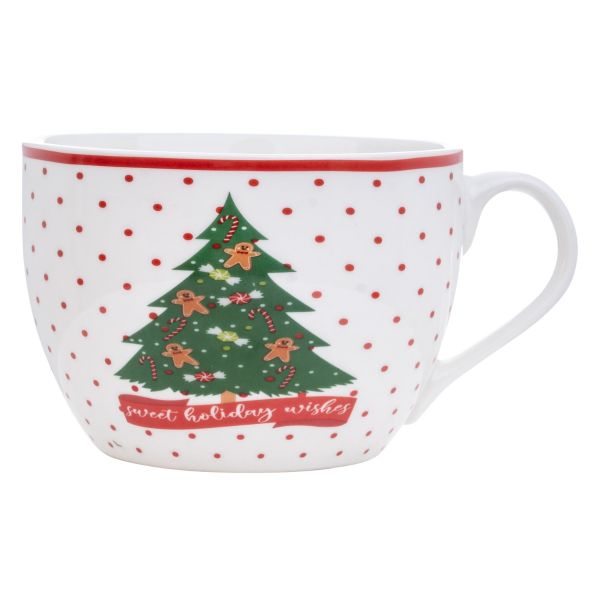 Tazza Natalizia in ceramica Albero di Natale di Lekta 490 ml