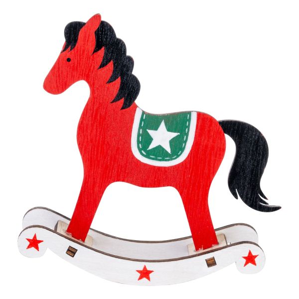 Cavallo a dondolo rosso Burke 13 cm