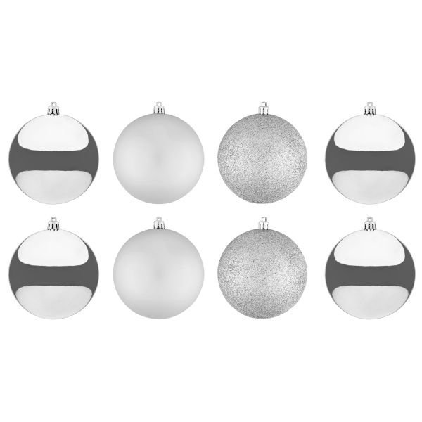 Set 8 Palline di Natale argento Precious Moments 10 cm