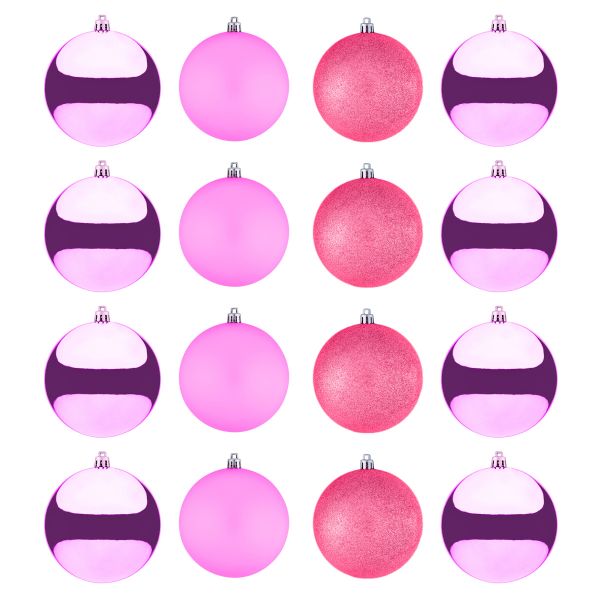 Set 16 Palline di Natale fucsia Hirtella 8 cm